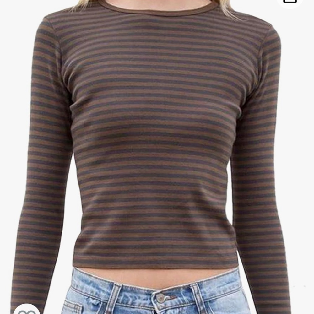 Striped “Y2K” graphic long sleeve top